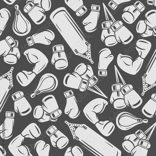 Boxing background, pattern set. Collection icons boxing. Vector