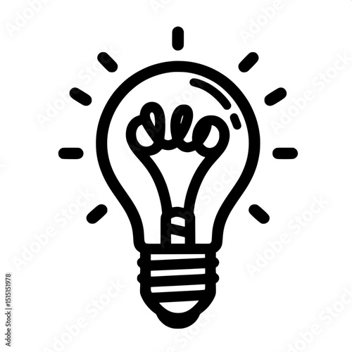 Black and White SVG of a Lightbulb Outline