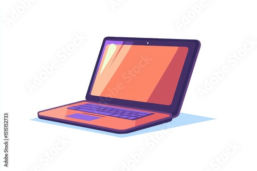 Modern Laptop Illustration with Bright Colorful Design and Shadow