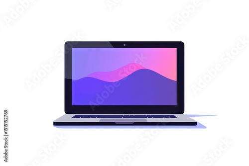 Modern Laptop with Abstract Screen Design in Vibrant Colors