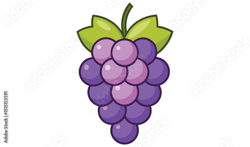 Cartoon purple grapes isolated on white background