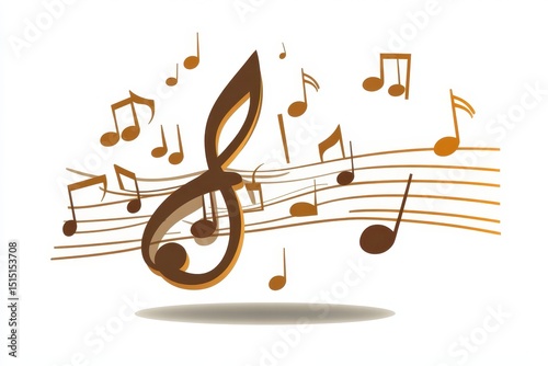 Musical Notes and Clef Design on a White Background for Creativity