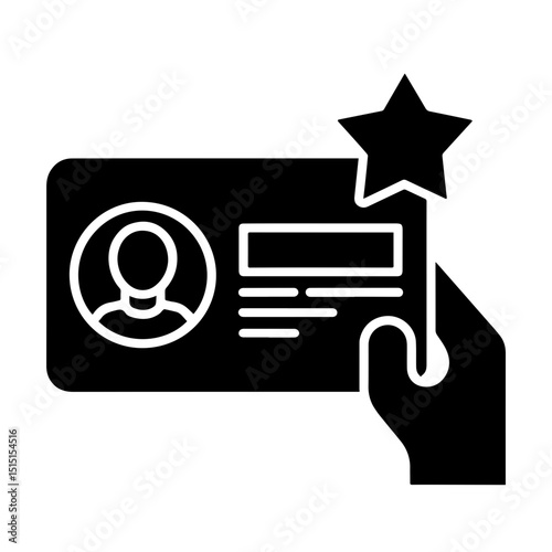 Hand Holding Membership or ID Card with Star for Premium Access