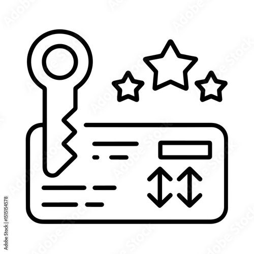 Hotel Key Card with Stars and Rating Icon