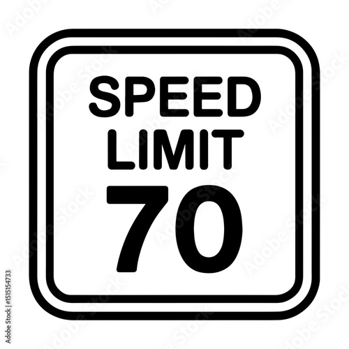 Speed Limit 70 Road Traffic Sign Icon