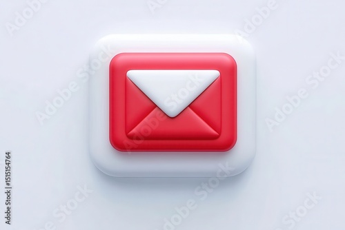 Red and White Envelope Icon on a Clean Background