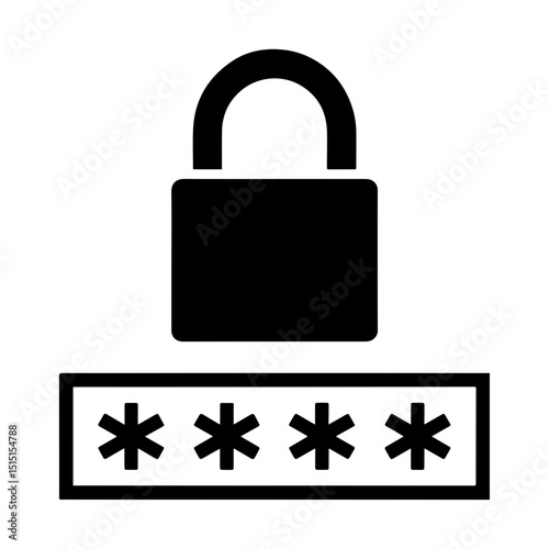 Padlock and Password Field Icon for Data Security and Access