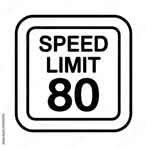 Speed Limit 80 Road Traffic Sign Icon
