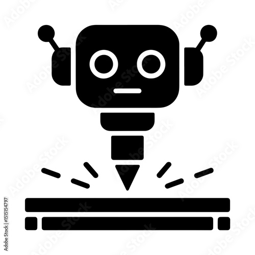 Industrial Robot Drilling and Working Icon