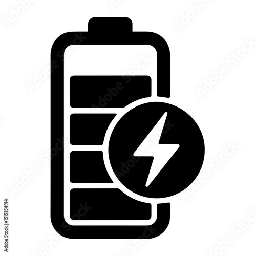 Battery Charging Icon with Lightning Bolt Symbol