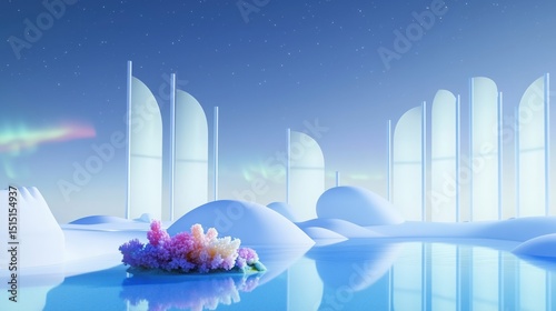 Surreal Arctic Landscape with Coral