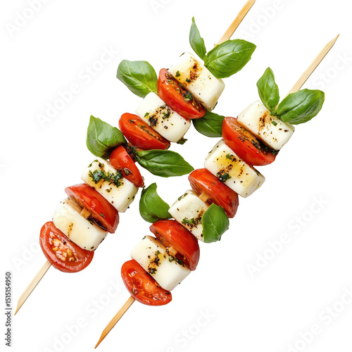 Grilled skewers with cheese, tomatoes, and basil, perfect for summer gatherings and barbecues