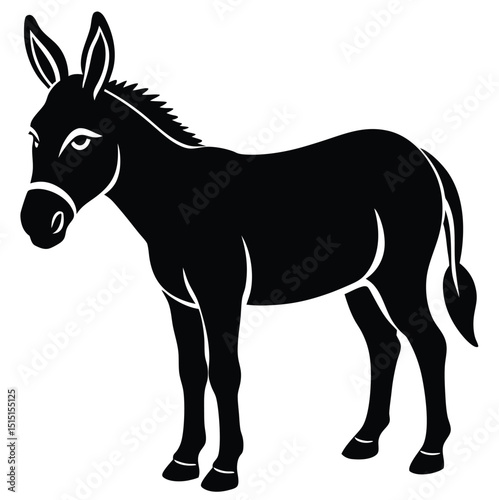 Black Silhouette of a Donkey - Stock Vector Illustration