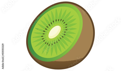 Kiwi fruit slice isolated on white background, a healthy tropical food