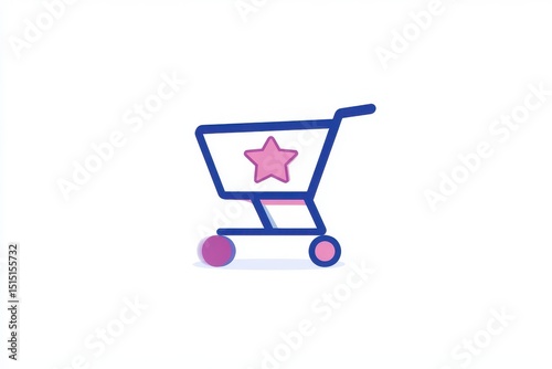 Simple Shopping Cart Icon with Star Decoration for Retail Use