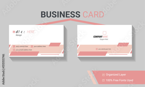 Professional Double-sided simple clean horizontal business card template