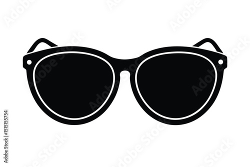 Black Sunglasses Silhouette with Round Frames and Temples
