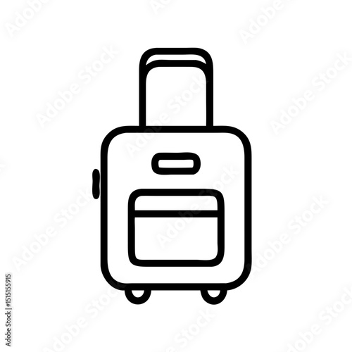 Luggage suitcase with wheels and handle in minimal line art style  