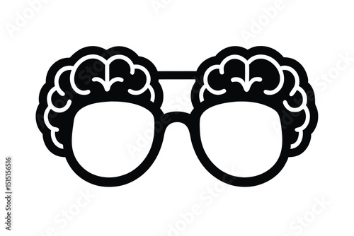 Brainy glasses icon for intelligence and smart vision