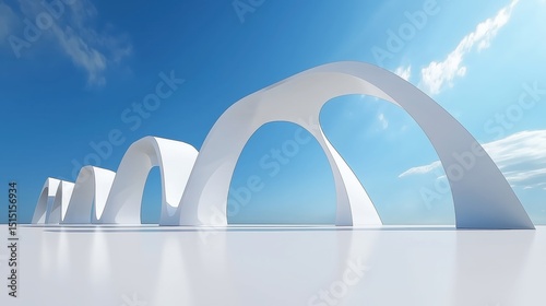 Abstract White Arches under a Blue Sky
