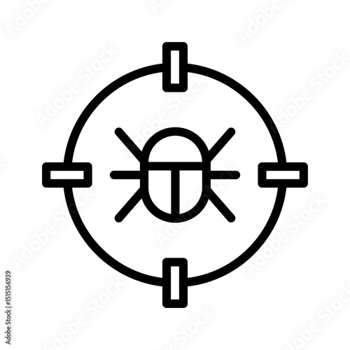Bug hunter outline icon. Programming icon isolated on white background. Transparent background, minimalist symbol. Vector images