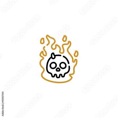 Fired up skull icon logo flat vector design