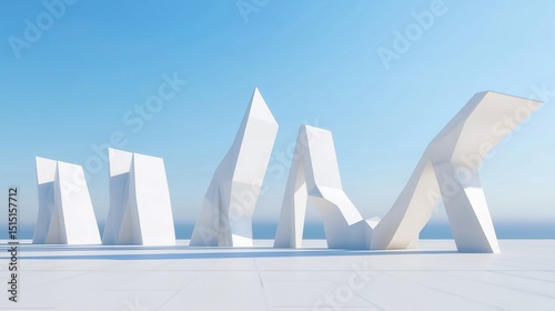 Abstract White Sculptures by the Sea