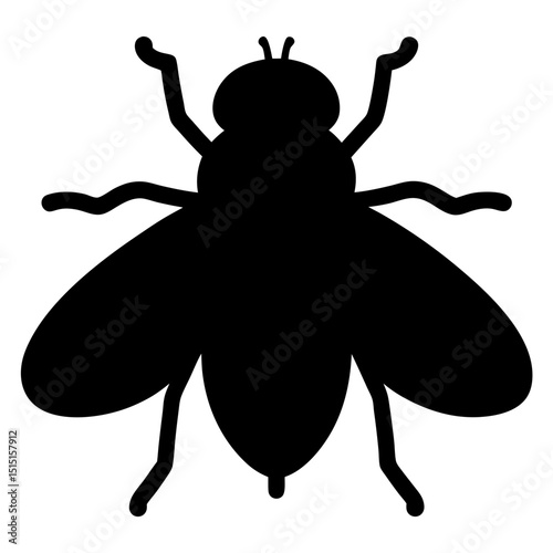Silhouette of a Flying Insect with Wings, Legs and Antennae