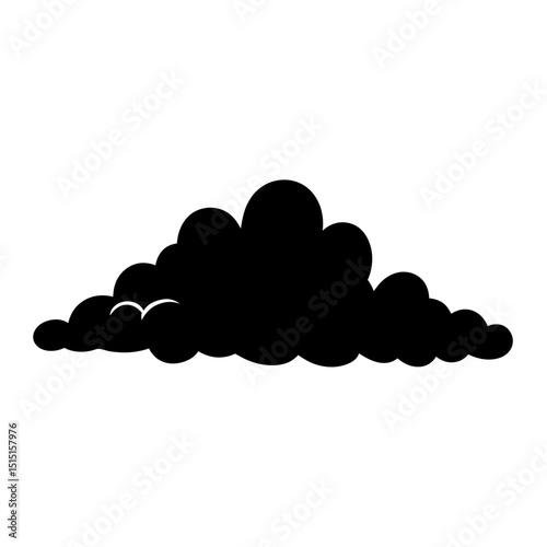 Silhouette of a cumulus cloud formation with a flock of birds soaring by