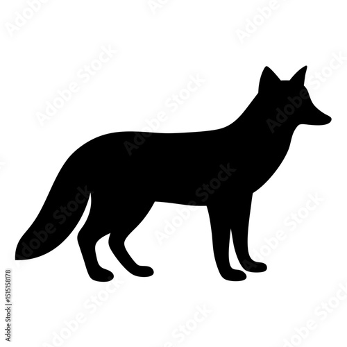 Fox silhouette standing elegantly against a clean white background artistic style