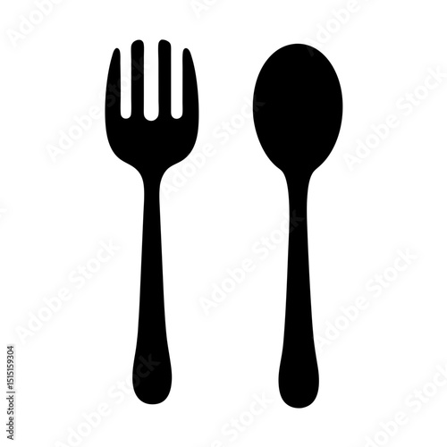 Fork and Spoon Silhouette Essential Utensils for Dining and Culinary Arts