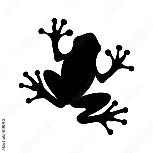 Striking Silhouette of a Tree Frog Climbing on a White Background