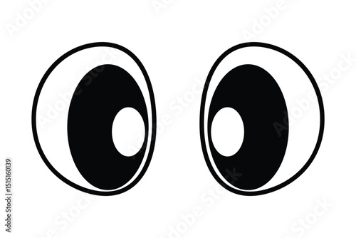 Cartoon eyes wide open with raised eyebrows, expressing surprise and astonishment in a playful and humorous manner, creating a whimsical and engaging character design. Cartoon eyes with different view