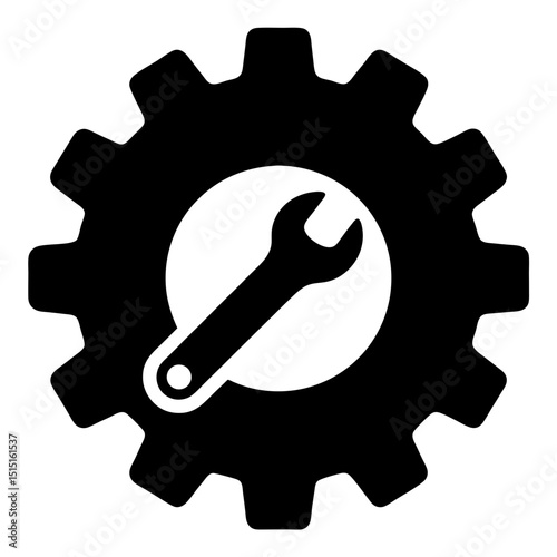 Technical service vector icon style is flat symbol, black color, white background