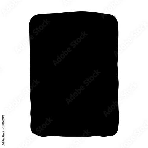 Abstract irregular black rectangle on a white background with curved edges