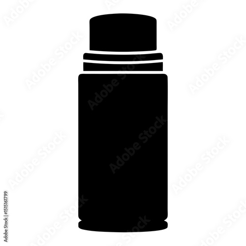 Simple Black Silhouette of a Reusable Water Bottle or Thermos Object