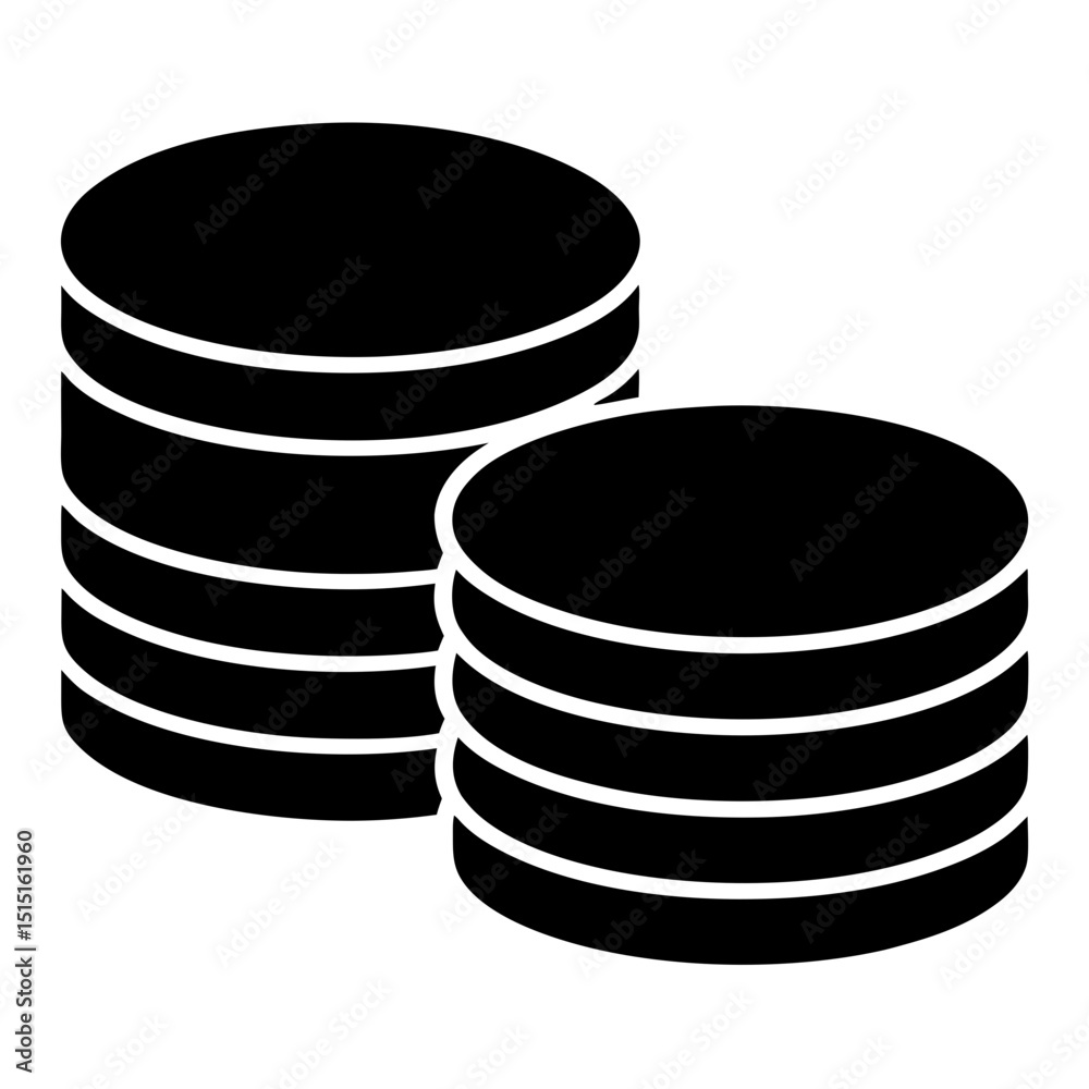 Stylized Stacks of Coins in Black and White Representing Financial Wealth Stylized Stacks of Coins in Black and White Representing Financial Wealth