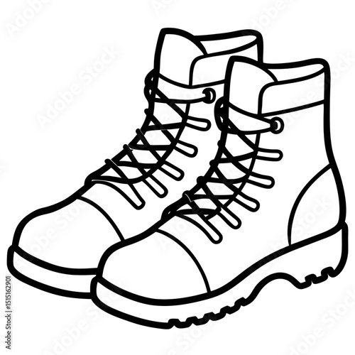 Simple Hiking Boots Vector on White