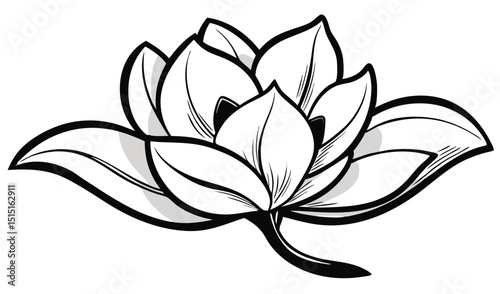 Elegant Lotus Flower: A delicate illustration of a lotus flower in full bloom, radiating purity and tranquility, its petals gracefully unfurling to reveal its inner beauty. 