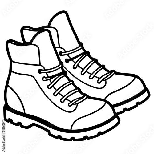 Simple Hiking Boots Vector on White
