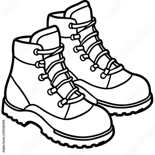 Simple Hiking Boots Vector on White