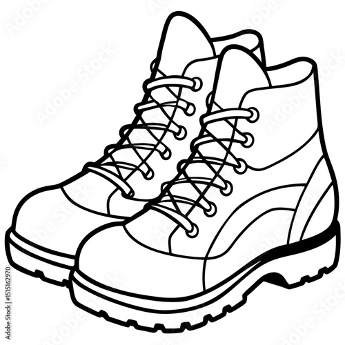 Simple Hiking Boots Vector on White