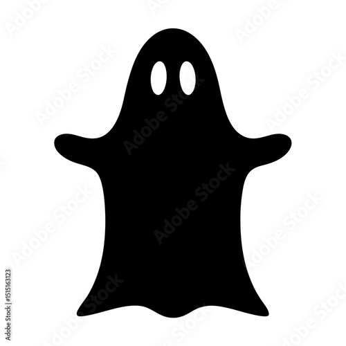 Simple Black Ghost Silhouette with Oval Eyes for Halloween Decoration