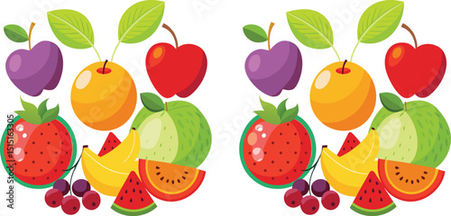 Colorful fruit illustration for healthy eating concept
