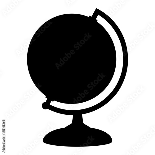 Black silhouette of a globe on a stand, educational geography aid