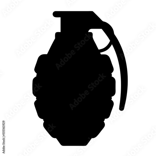 Silhouette of a Hand Grenade Symbolizing Conflict and Military Action