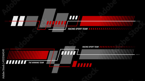 Racing background. Racing sport background design. Vector car stripes. Speed line sticker design. Graphic sport decal element. Automobile decoration. Rally dynamic motion.. Racing title design 