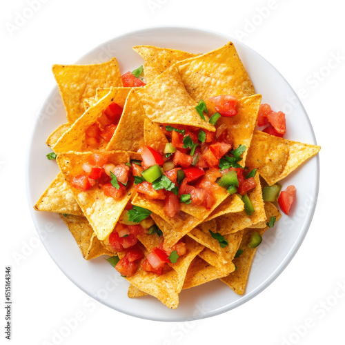 Crispy nacho chips topped with fresh diced tomatoes and green onions ready for a flavorful snack or appetizer