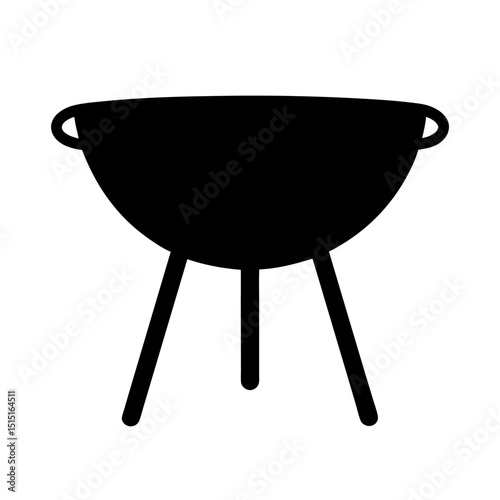 Simple black silhouette of a barbecue grill on three legs design