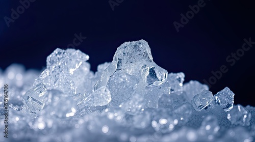 Unique ice formations create an intricate pattern reflecting light in a dark environment showcasing natures beauty during cold winter nights